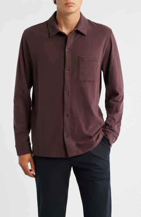 Vince Sueded Knit Button-Up Shirt