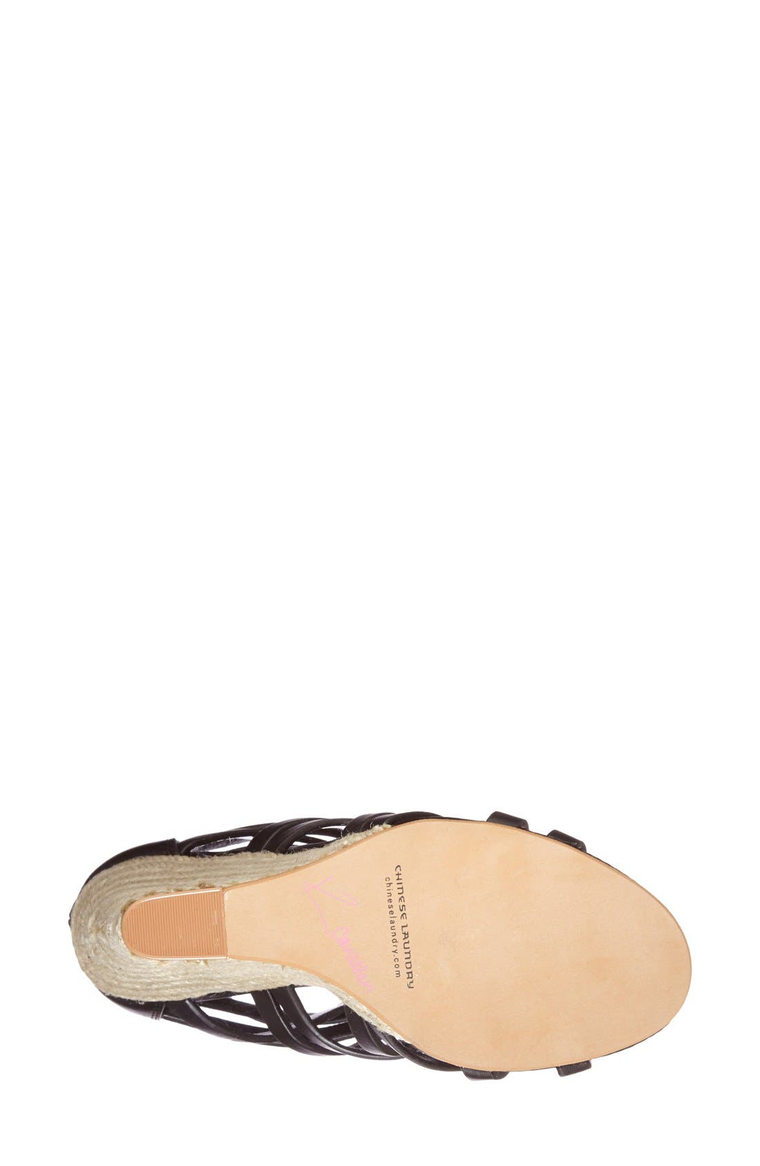 'Lux' Espadrille Wedge, Alternate, color, BLACK LEATHER