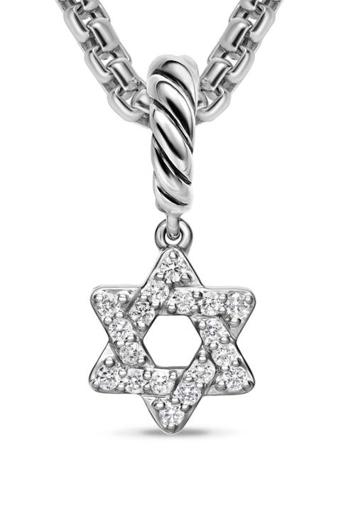 Micro Pavé Star of David Enhancer in Sterling Silver with Diamonds, 7.4mm