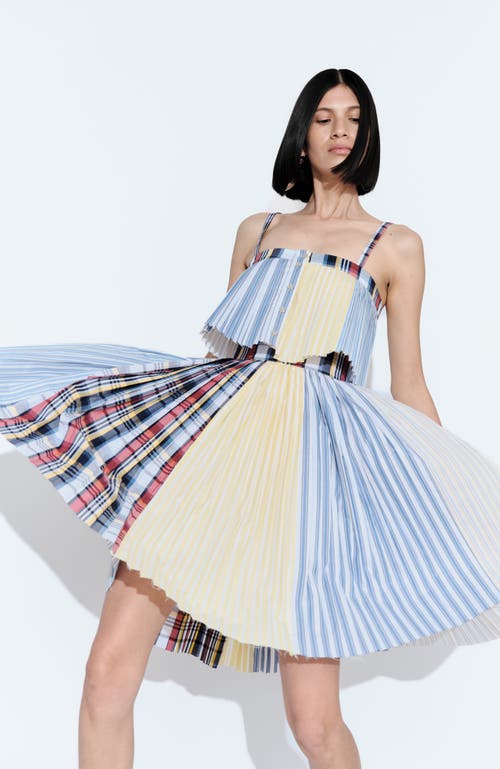 De Loreta Aire Pleated Cotton Midi Skirt In Multi