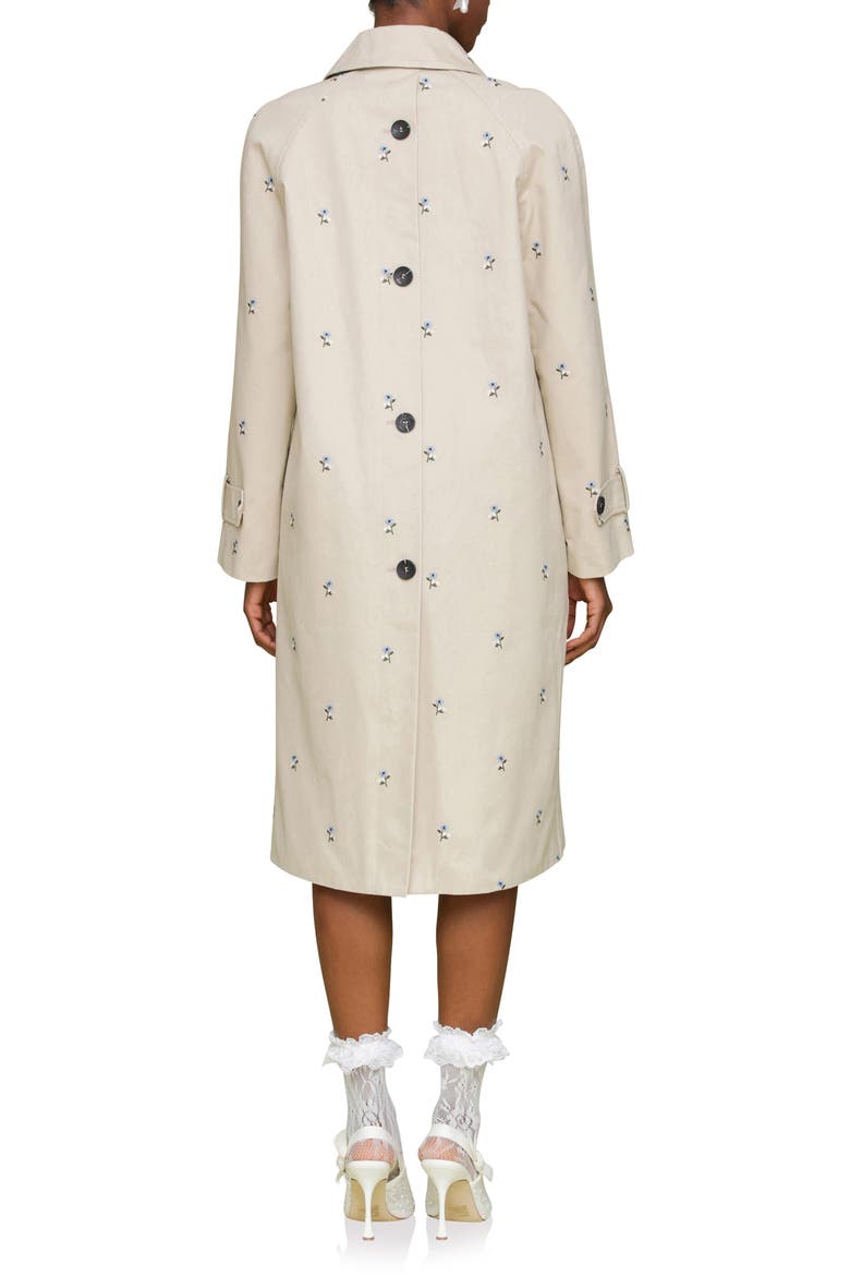 Floral Embroidered Trench Coat, Alternate, color, LIGHT KHAKI/ BLUE FLOWER