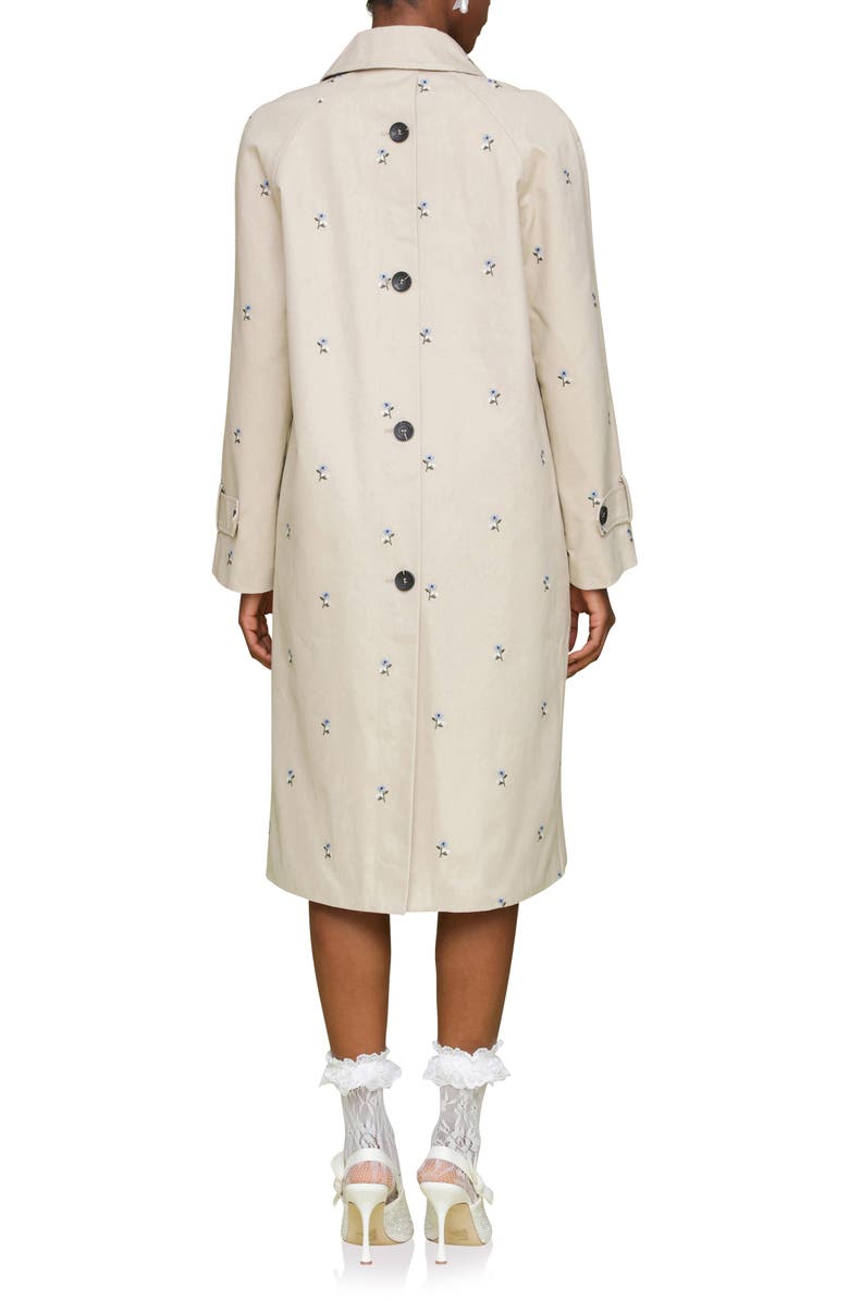 Avec Les Filles Floral Embroidered Trench Coat, Alternate, color, Light Khaki/ Blue Flower