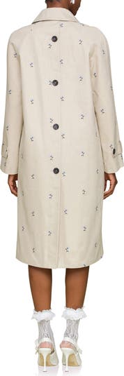 Avec Les Filles Floral Embroidered Trench Coat | Nordstrom