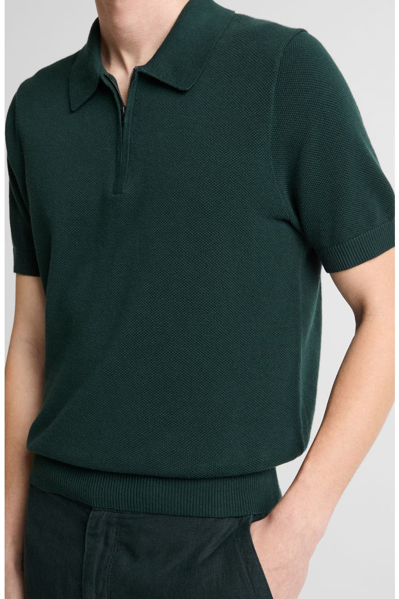 Piqué Zip Polo, Alternate, color, SEAWEED