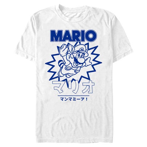 Men's Nintendo Super Mario Raccoon Black and White  Graphic T-Shirt
