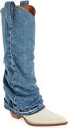 R13 Denim Sleeve Western Boot
