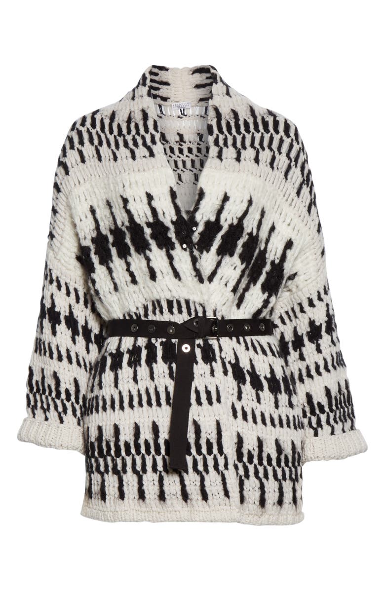 Brunello Cucinelli Nordic Belted Cashmere Blend Cardigan, Alternate, color,