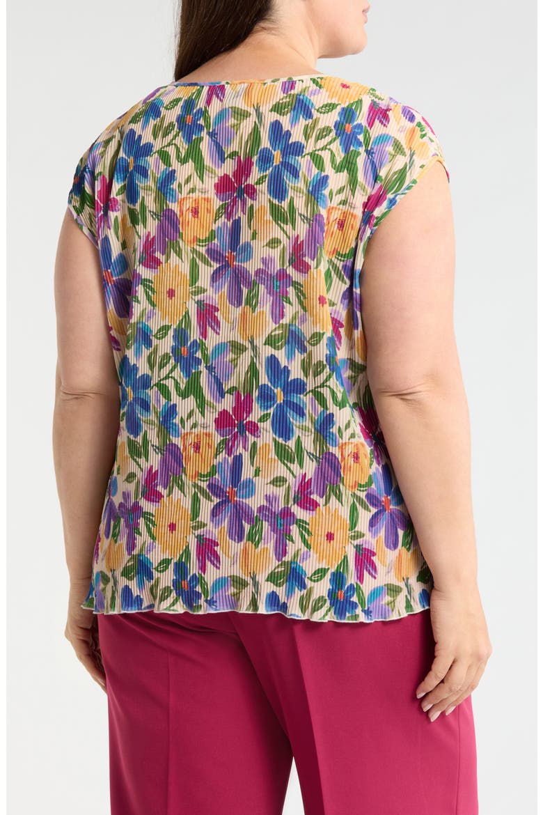 Floral Plissé Cap Sleeve Top, Alternate, color, SAND BERRY FLORAL