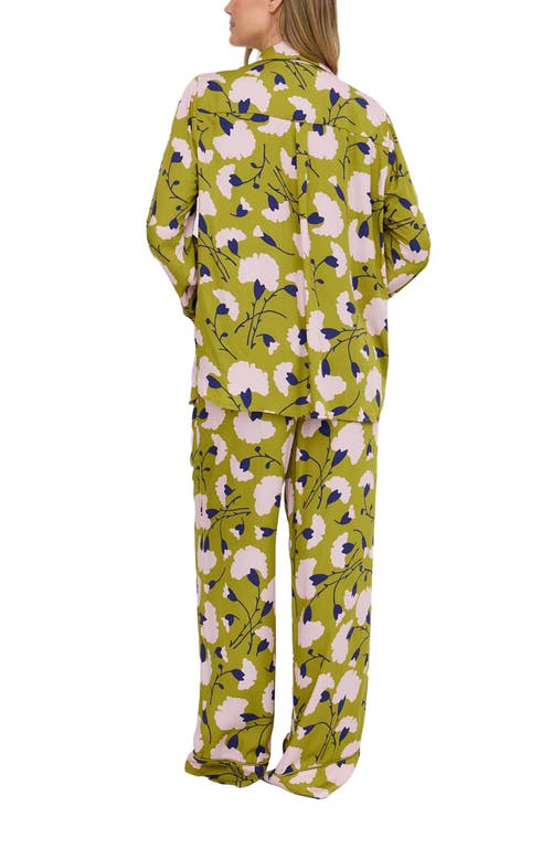 Lily And Lionel London Evie Long Sleeve Print Pajama Set In Green