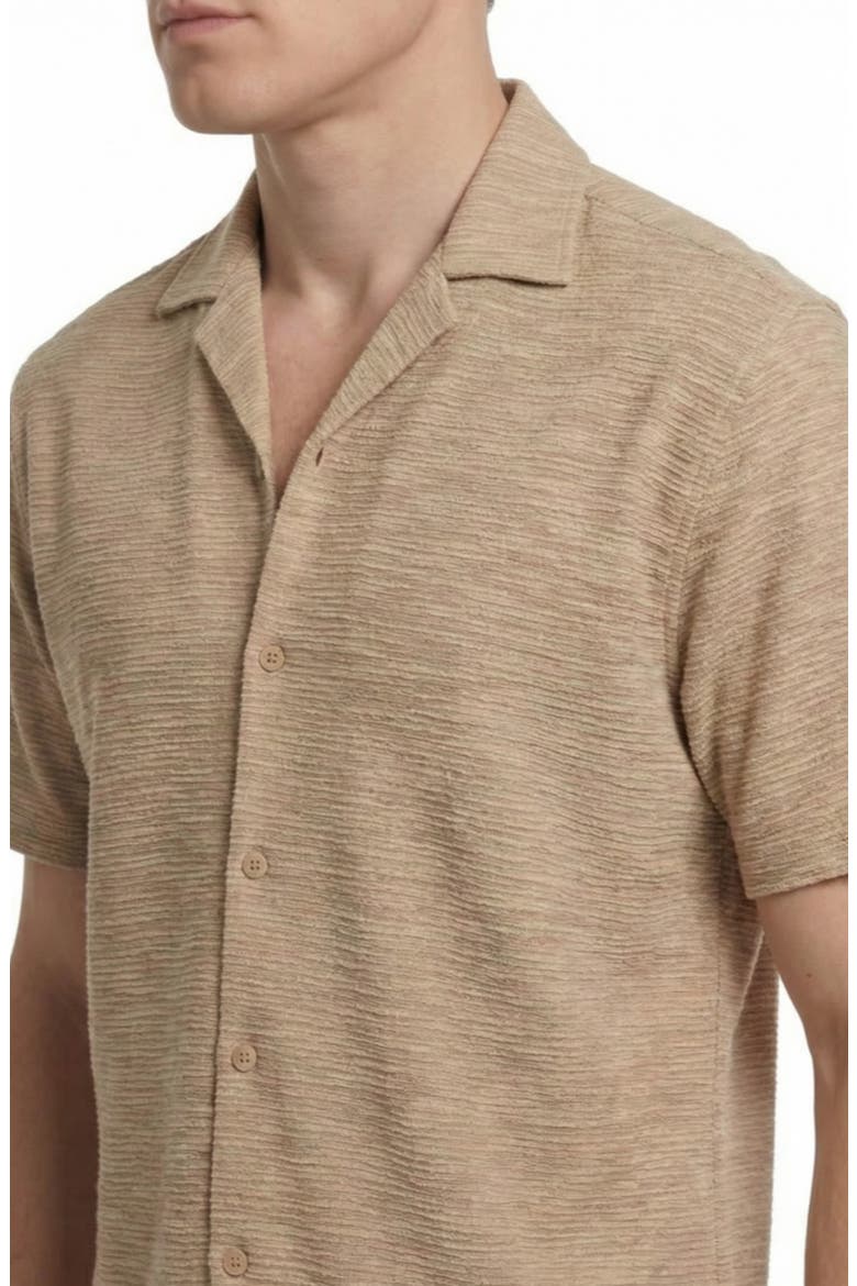 Textured Knit Camp Shirt, Alternate, color, TAUPE