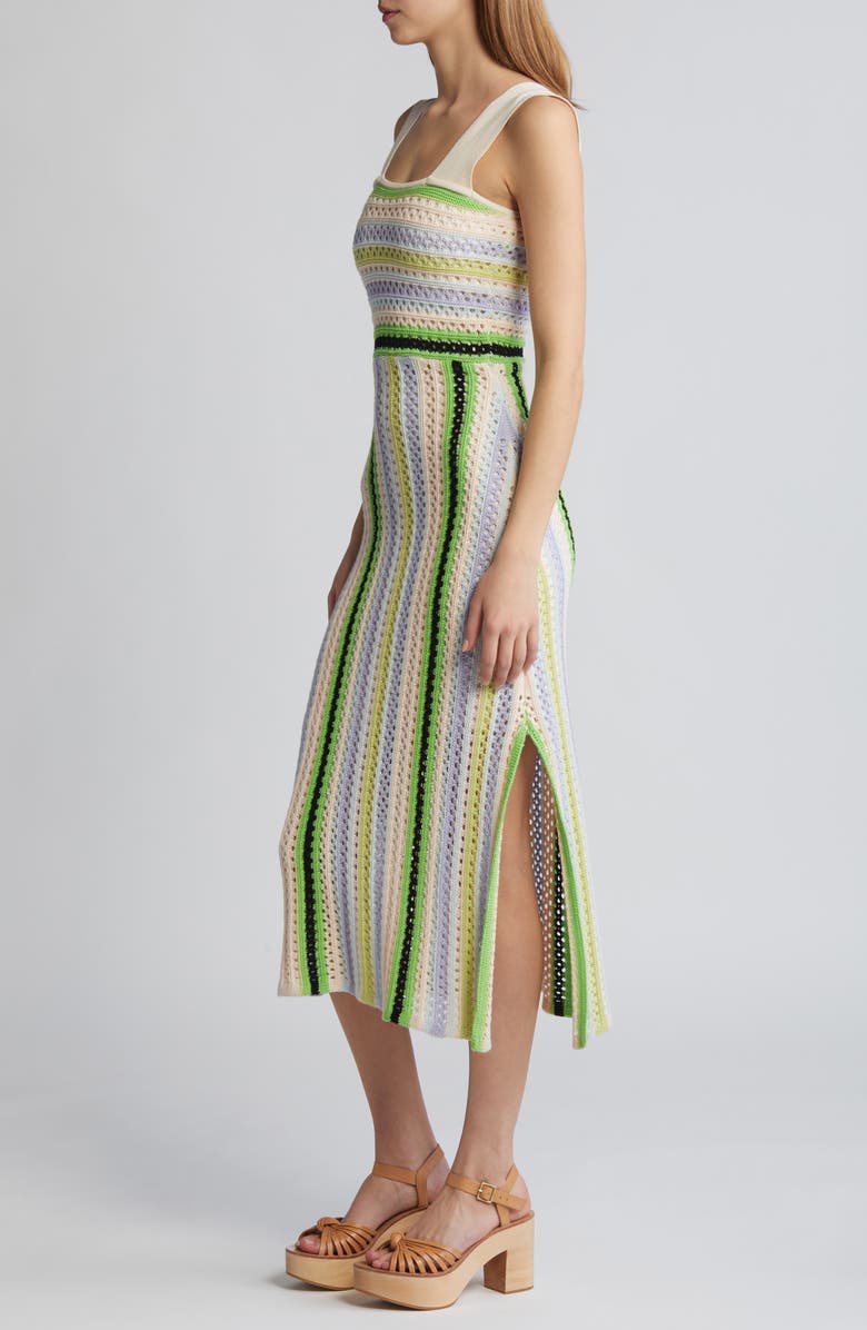 CIEBON Sahara Crochet Midi Sweater Dress, Alternate, color, Green Multi
