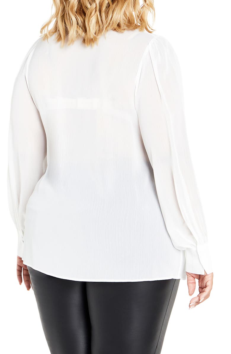 City Chic Maddison Tie Neck Shirt, Alternate, color, Ivory