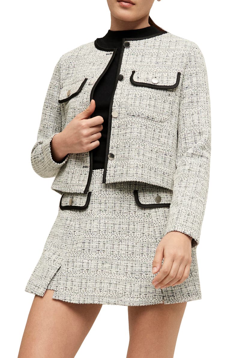 Isaac Mizrahi New York Stretch Tweed Crop Jacket, Main, color, 