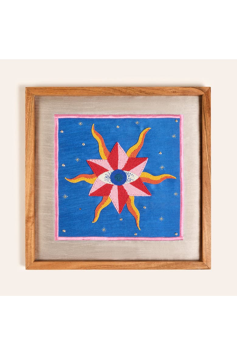 Dadri Eye Handmade Beaded Wooden Decorative Artisan Table, Main, color, Blue