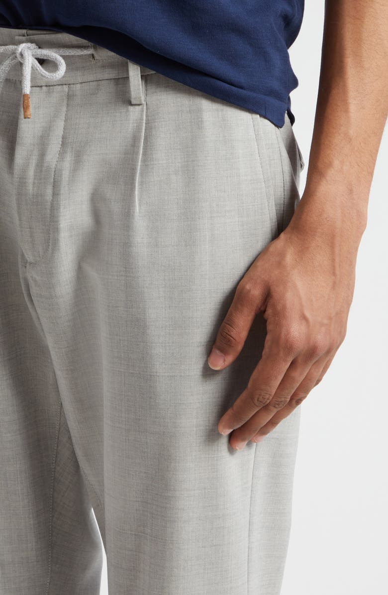 Eleventy Drawstring Waist Stretch Virgin Wool Pants, Alternate, color, Medium Grey
