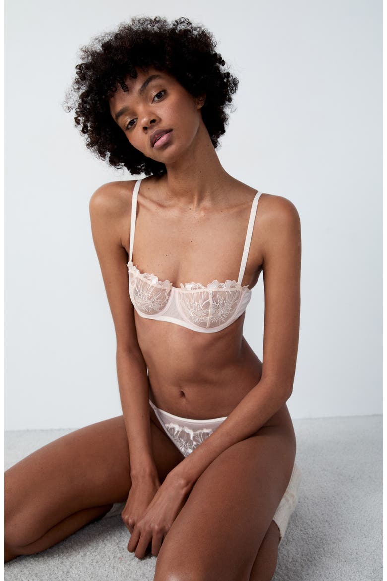 Amaryllis Embroidered Underwire Demi Bra, Alternate, color, PERLE