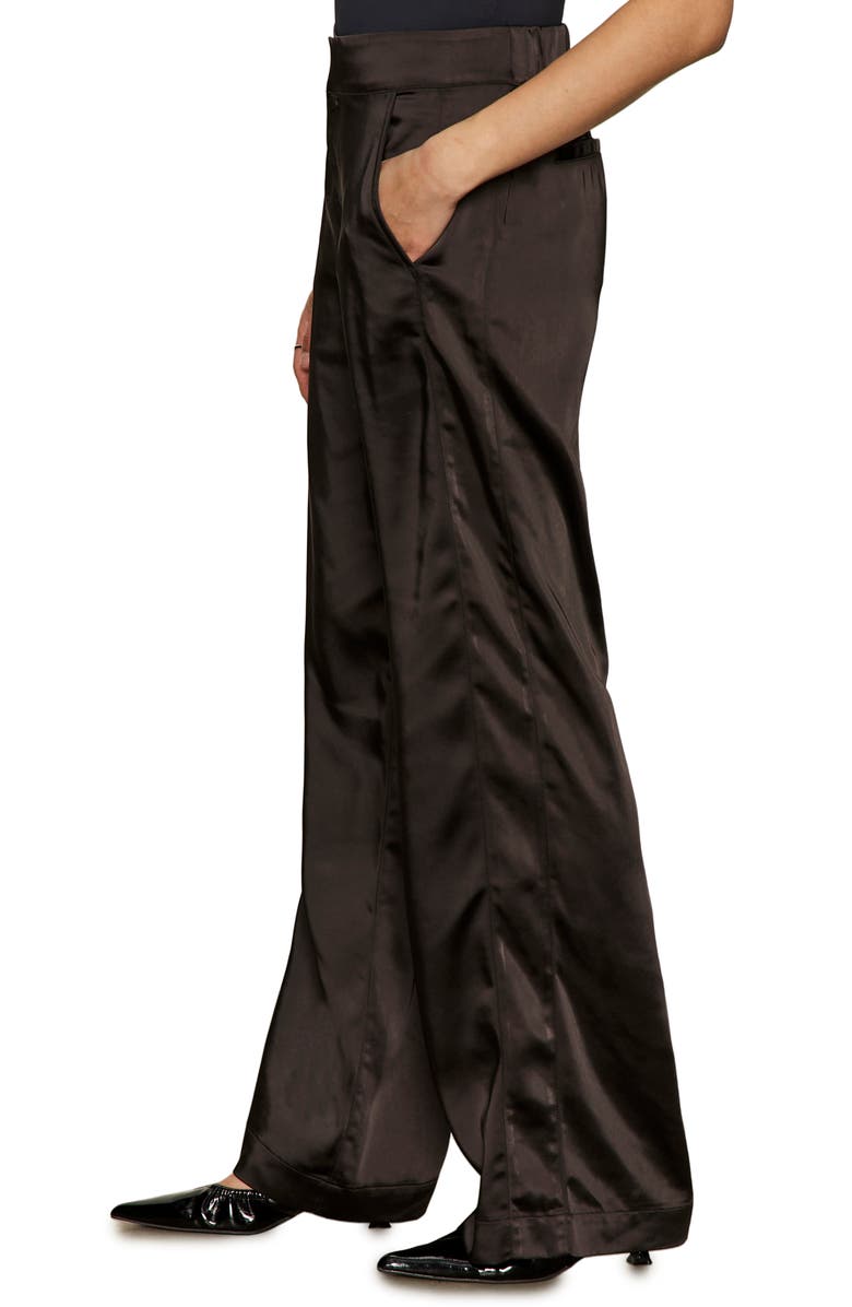 Sanctuary Modern Satin Mid Rise Pants, Alternate, color, Black
