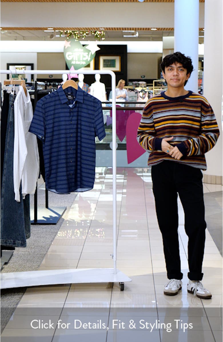 Slim Fit Micro Geo Short Sleeve Performance Button-Up Shirt, sales video thumbnail