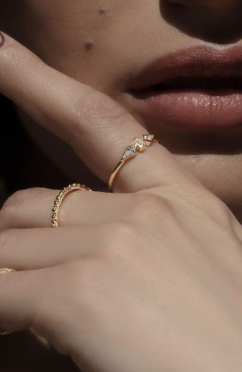 The Rhea Sterling Silver Geometric Cubic Zirconia Ring