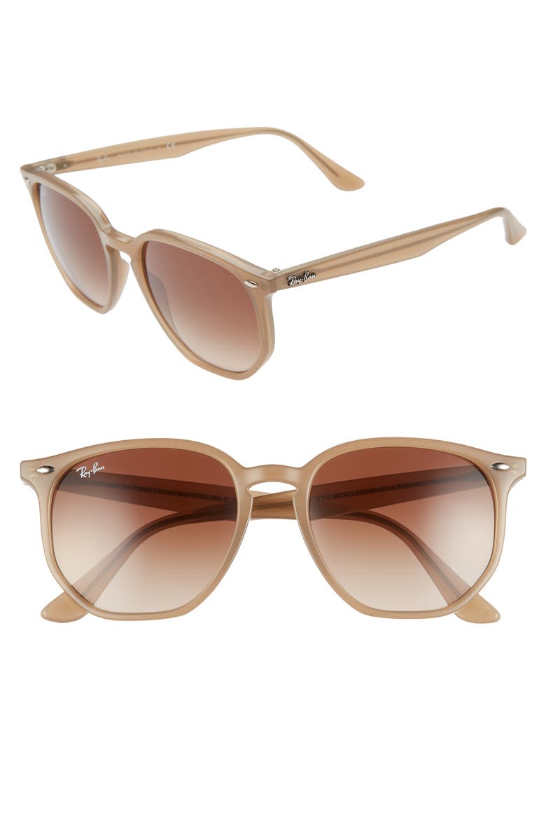 54mm Gradient Round Sunglasses, Alternate, color, OPAL BEIGE/ BROWN GRADIENT