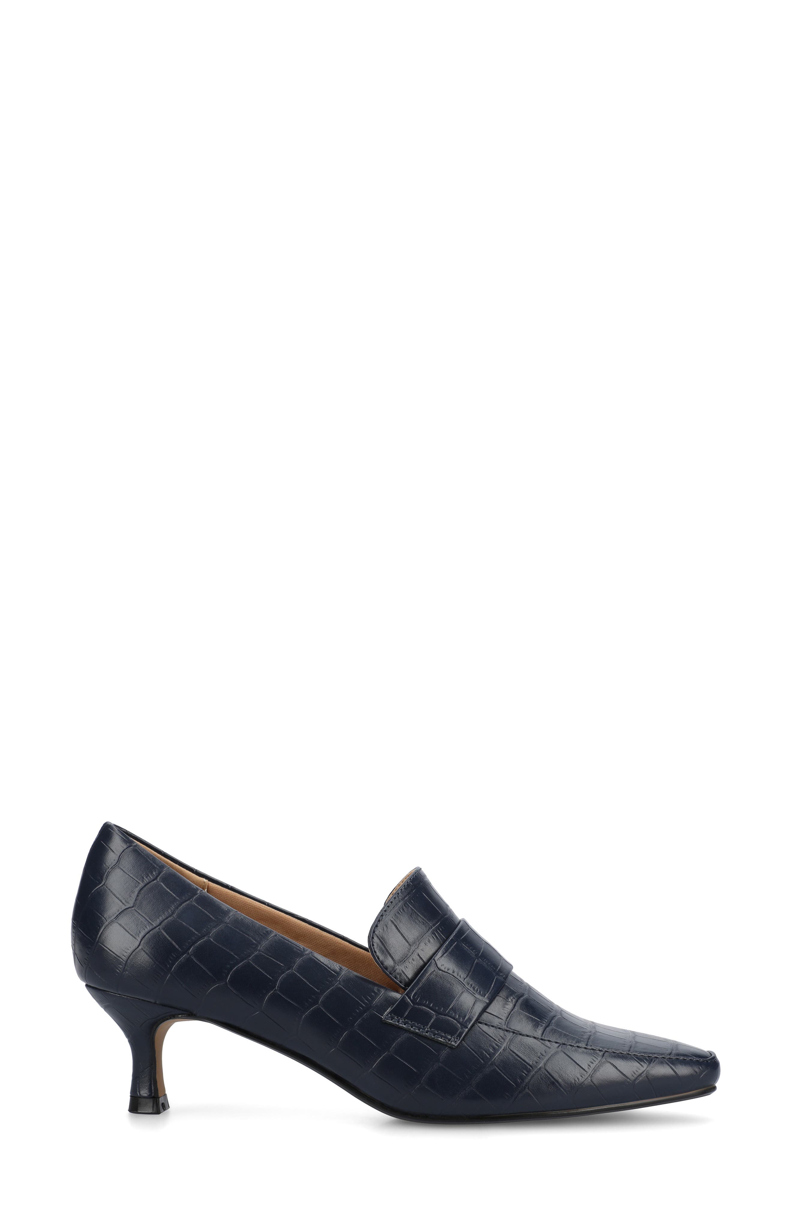 Celina Croc Embossed Loafer Pump - Wide Width Available, Alternate, color, NAVY