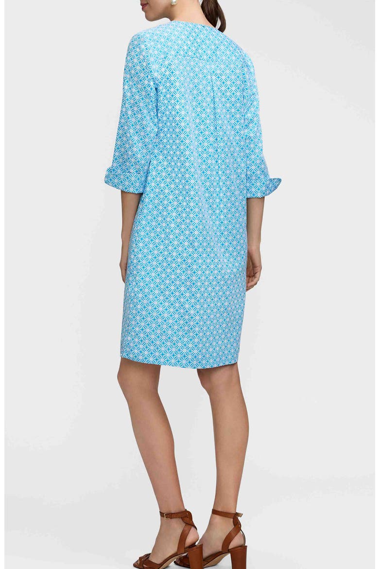 Vena Geo Lattice Print Cotton Shift Dress, Alternate, color, BLUE/ WHITE