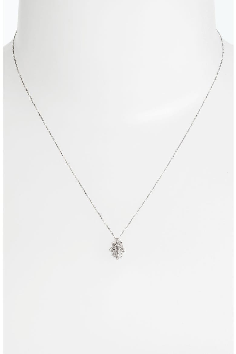 Hamsa Pendant Necklace, Alternate, color, WHITE GOLD