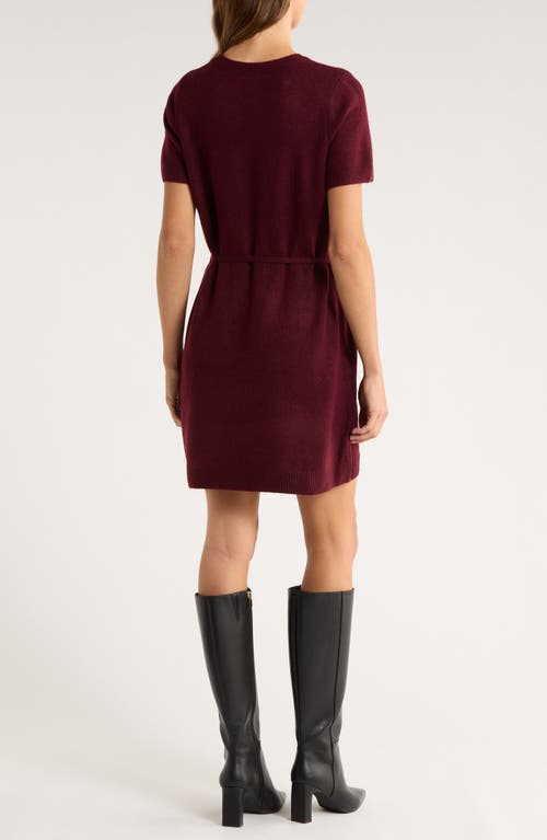 Halogenr Halogen(r) Short Sleeve Tie Waist Sweater Dress In Red