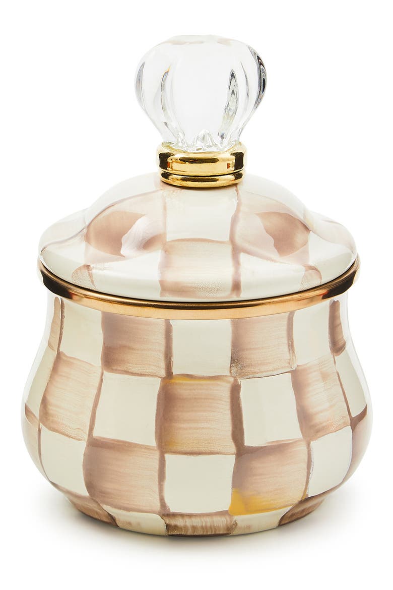 Mocha Check Lidded Sugar Bowl, Main, color, MOCHA