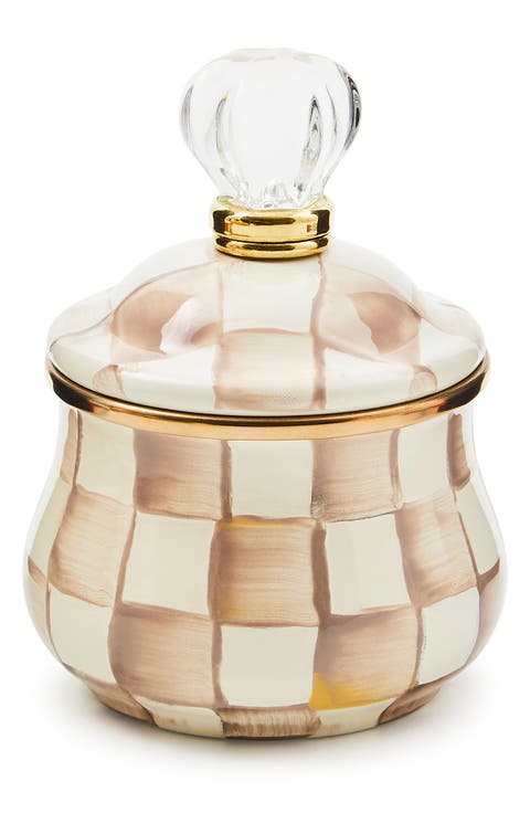 Mocha Check Lidded Sugar Bowl