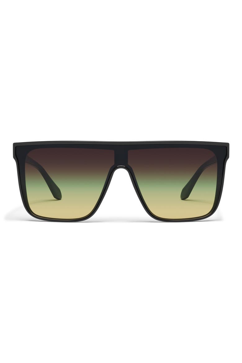 Nightfall Medium 138mm Shield Sunglasses, Main, color, BLACK/ PISTACHIO GLOW