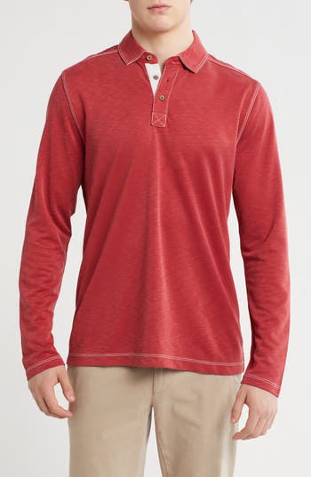 Johnston & Murphy Vintage Slub Knit Long Sleeve Polo