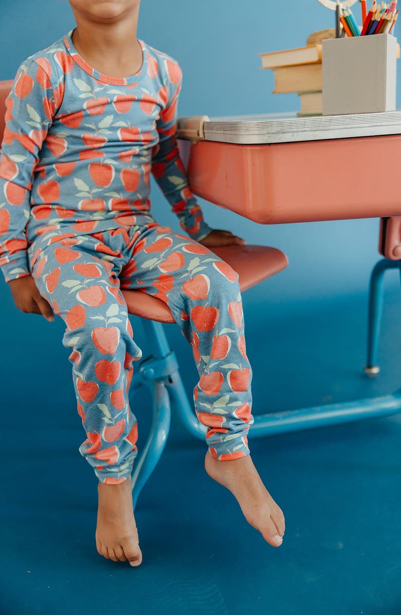 Copper Pearl Apple Print Fitted 2-Piece Pajamas, Alternate, color, Teacher