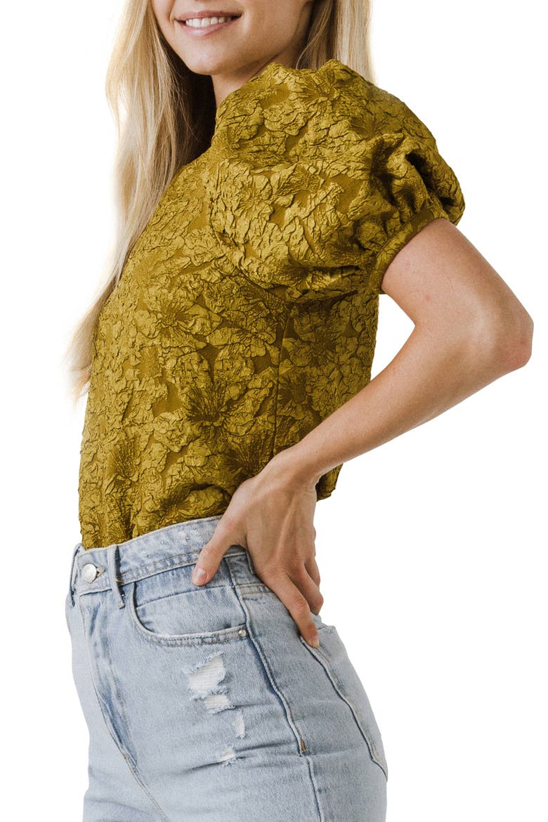Textured Floral Blouse, Alternate, color, GOLD