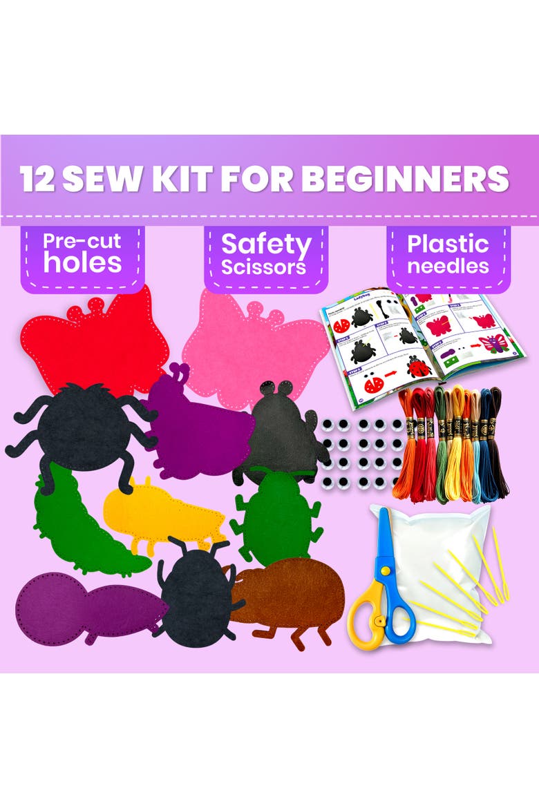 Kids Sewing Craft Kit with Felt Toys, Alternate, color, Bugs
