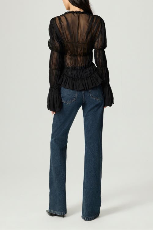 Nocturne Ruched Sheer Blouse In Black