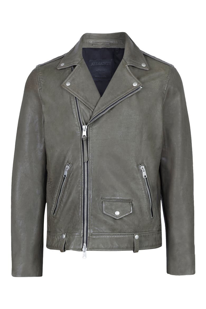 Milo Leather Biker Jacket, Alternate, color, GREY