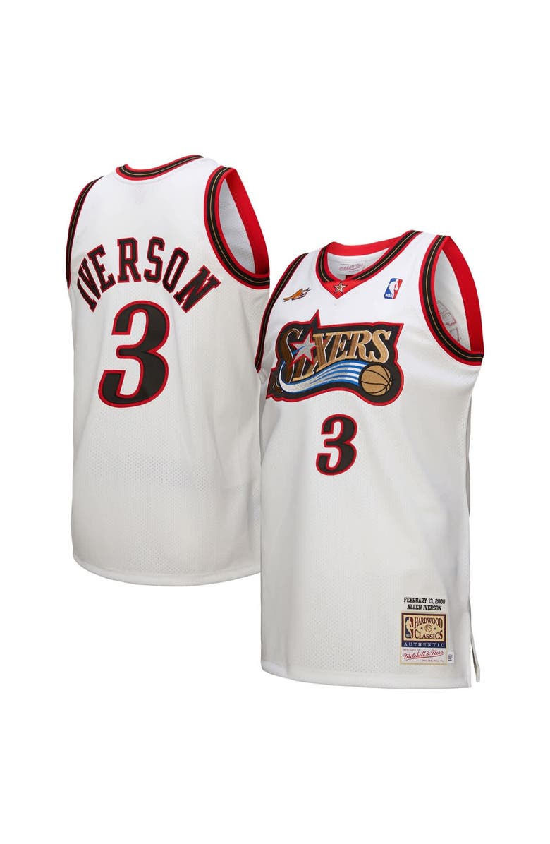 Mitchell & Ness Men's Mitchell & Ness Allen Iverson White Philadelphia 76ers 2000 NBA All-Star Game Authentic Jersey, Main, color, 