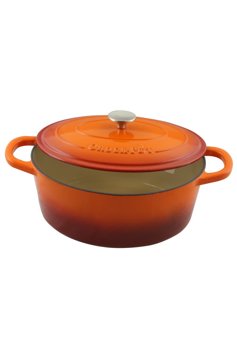 Crock-pot 7 Quart Enameled Cast Iron Oval Dutch Oven, Alternate, color, Orange