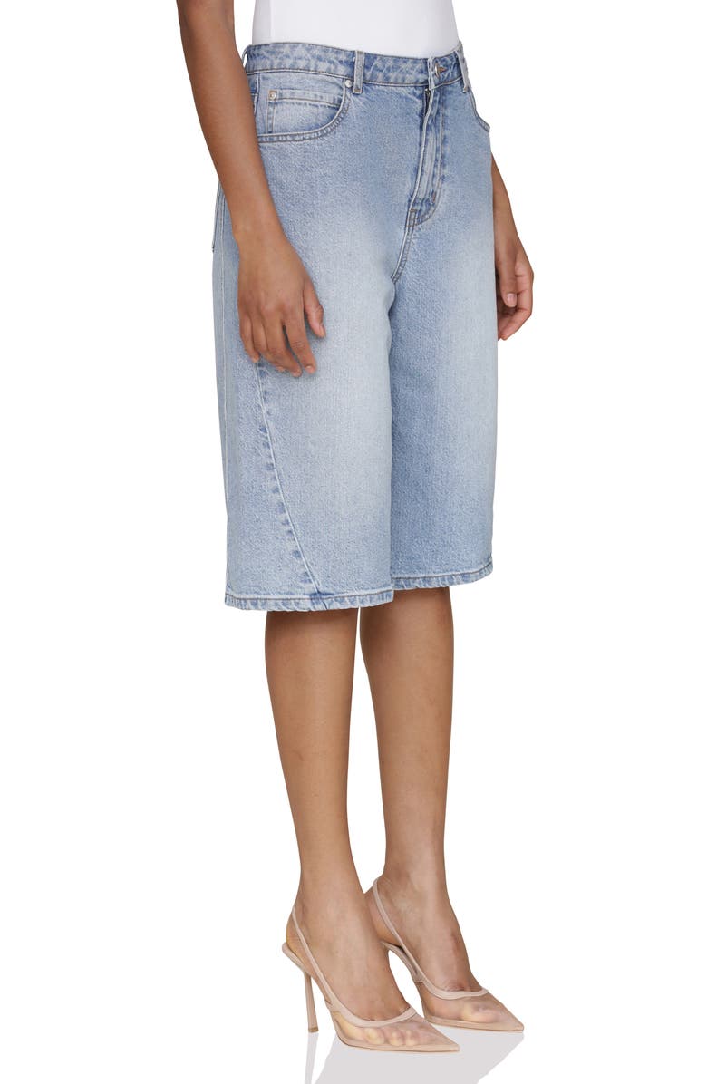 Avec Les Filles High Waist Wide Leg Denim Bermuda Shorts, Alternate, color, Badlands Wash