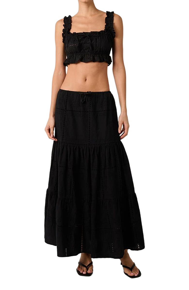 WeWoreWhat Midi Pull On Skirt, Main, color, Black Multi