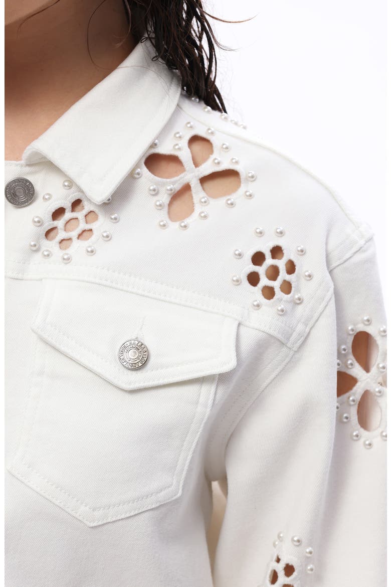 Crop Denim Trucker Jacket, Alternate, color, WHITE