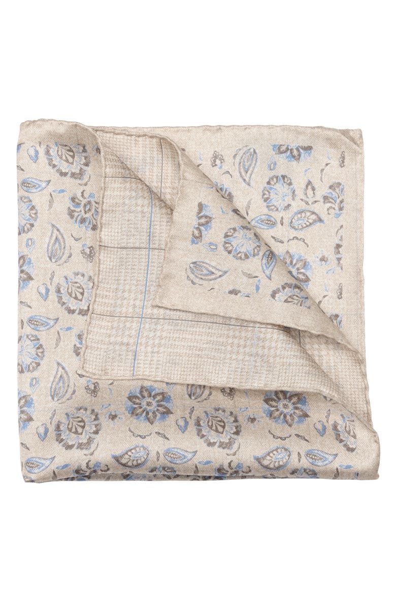 Elizabetta Enzo - Double Sided Silk Pocket Square for Men, Main, color, Beige