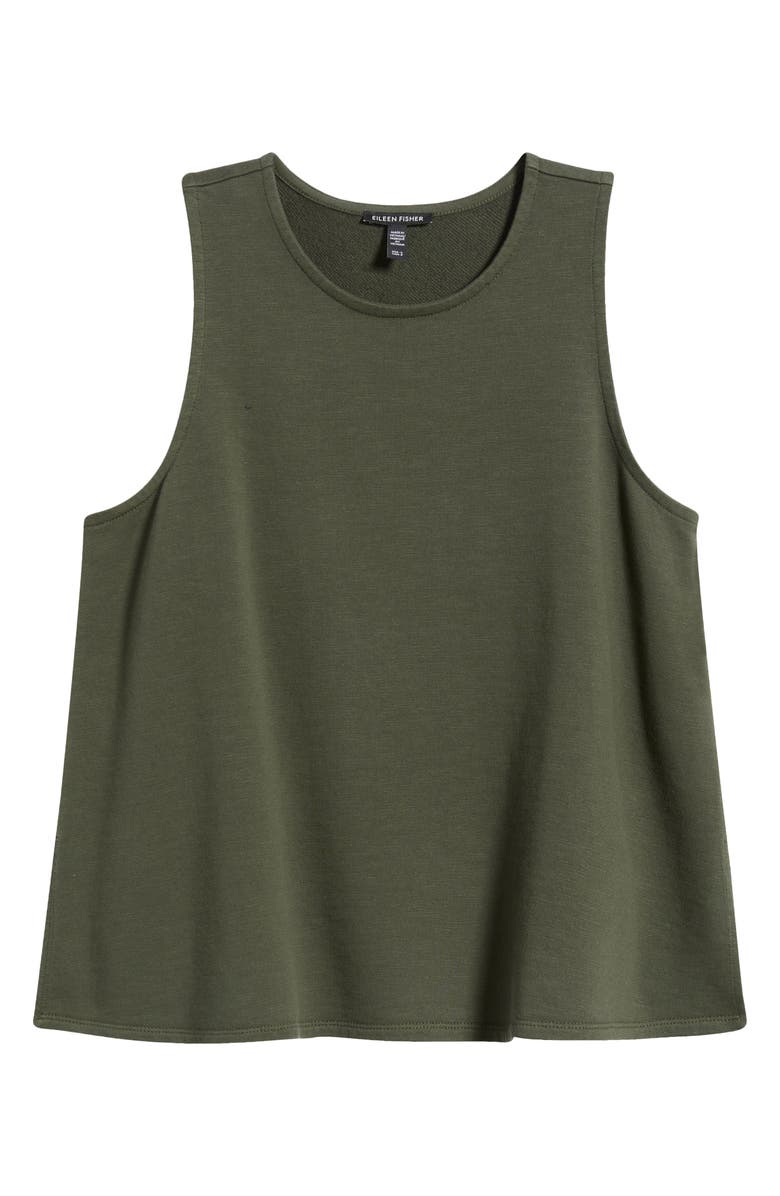 Eileen Fisher Crewneck Side Slit Organic Cotton Tank, Alternate, color, Seaweed
