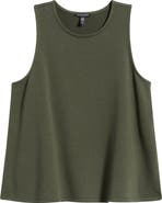 Eileen Fisher Crewneck Side Slit Organic Cotton Tank