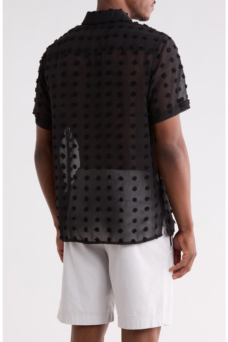 Kabir Swiss Dot Button-Up Shirt, Alternate, color, BLACK