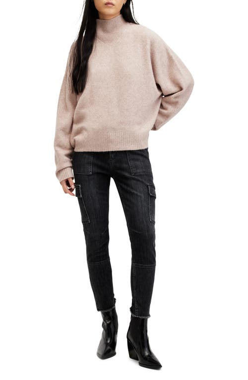Shop Allsaints Asha Oversize Mock Neck Sweater In Pashmina Pink
