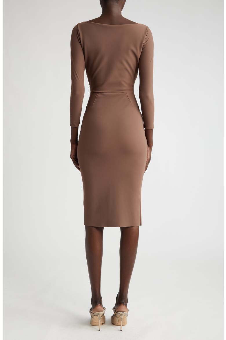 Elma Long Sleeve Faux Wrap Cocktail Dress, Alternate, color, 492 CAFE AU LAIT