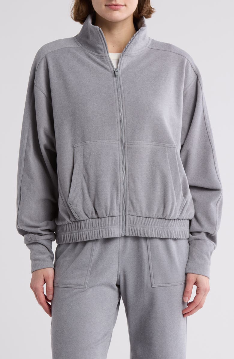 90 DEGREE BY REFLEX Marled Pique Muse Zip Jacket, Main, color, Weathervane