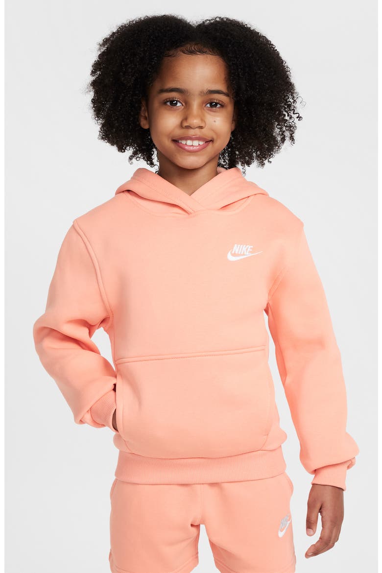 Kids' Club Fleece Hoodie, Main, color, APRICOT AGATE/ WHITE